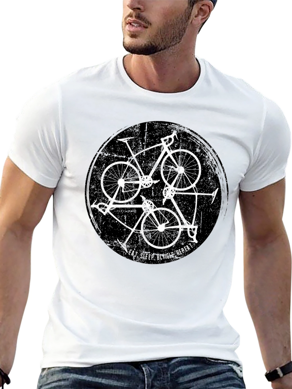 Eat Sleep Bicycle Repeat Black Graphic Tee