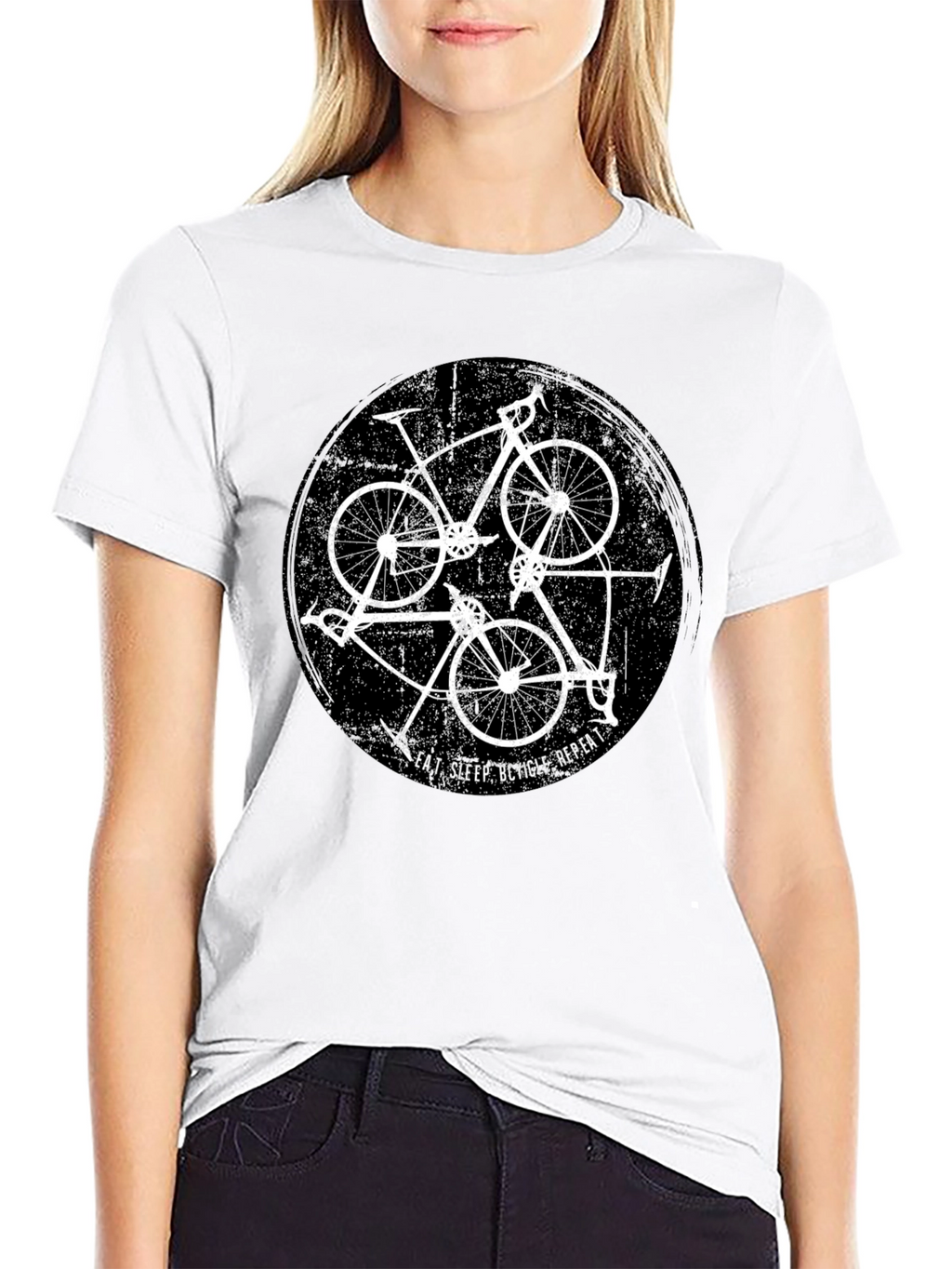 Eat Sleep Bicycle Repeat Black Graphic Tee