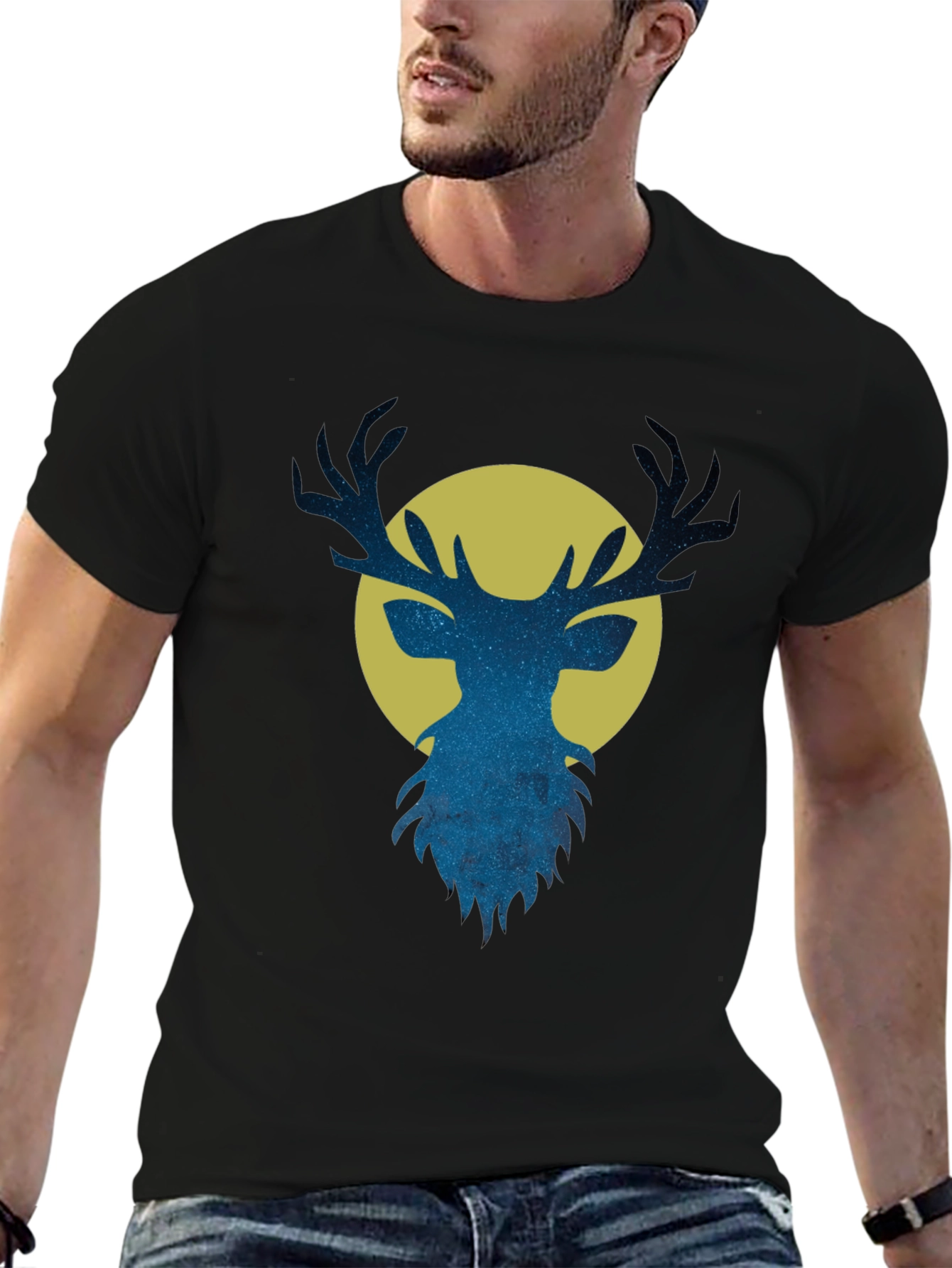 Stargazer Deer Graphic Tee - Mens Black T-Shirt