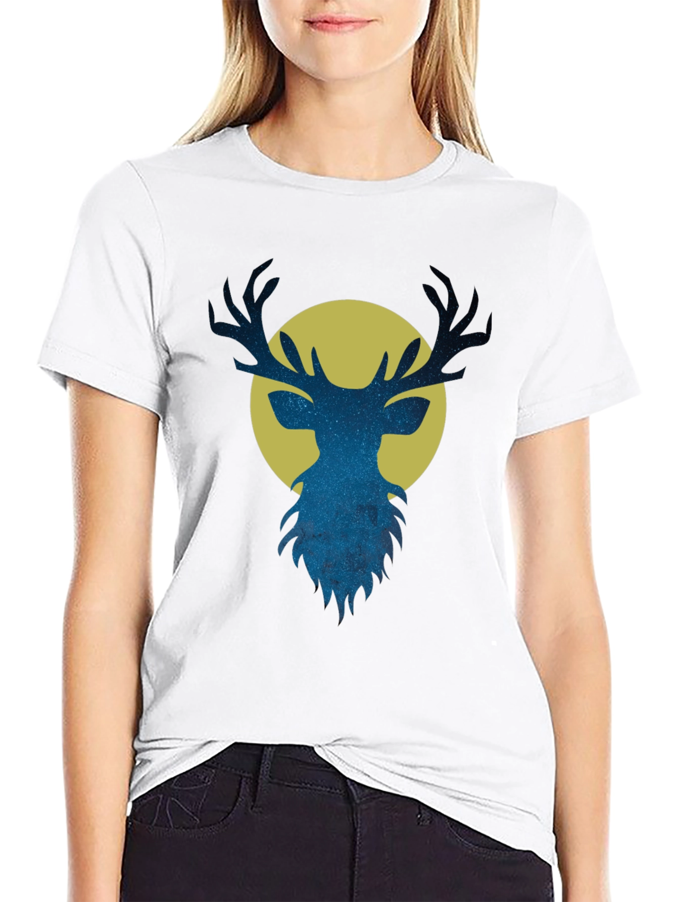 Stargazer Deer Graphic Tee - Mens Black T-Shirt