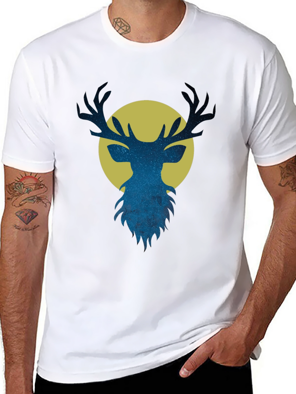 Stargazer Deer Graphic Tee - Mens Black T-Shirt