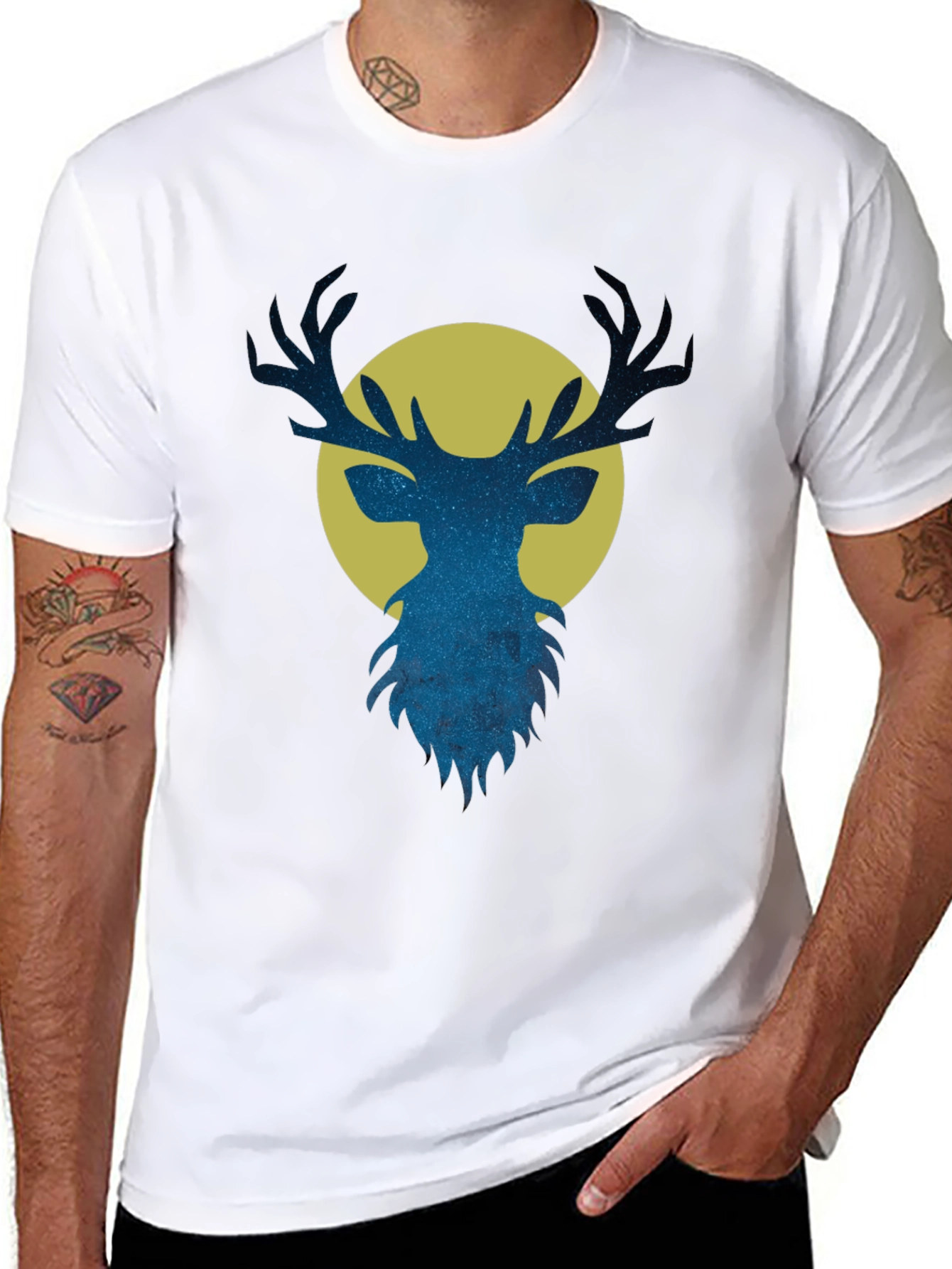 Stargazer Deer Graphic Tee - Mens Black T-Shirt