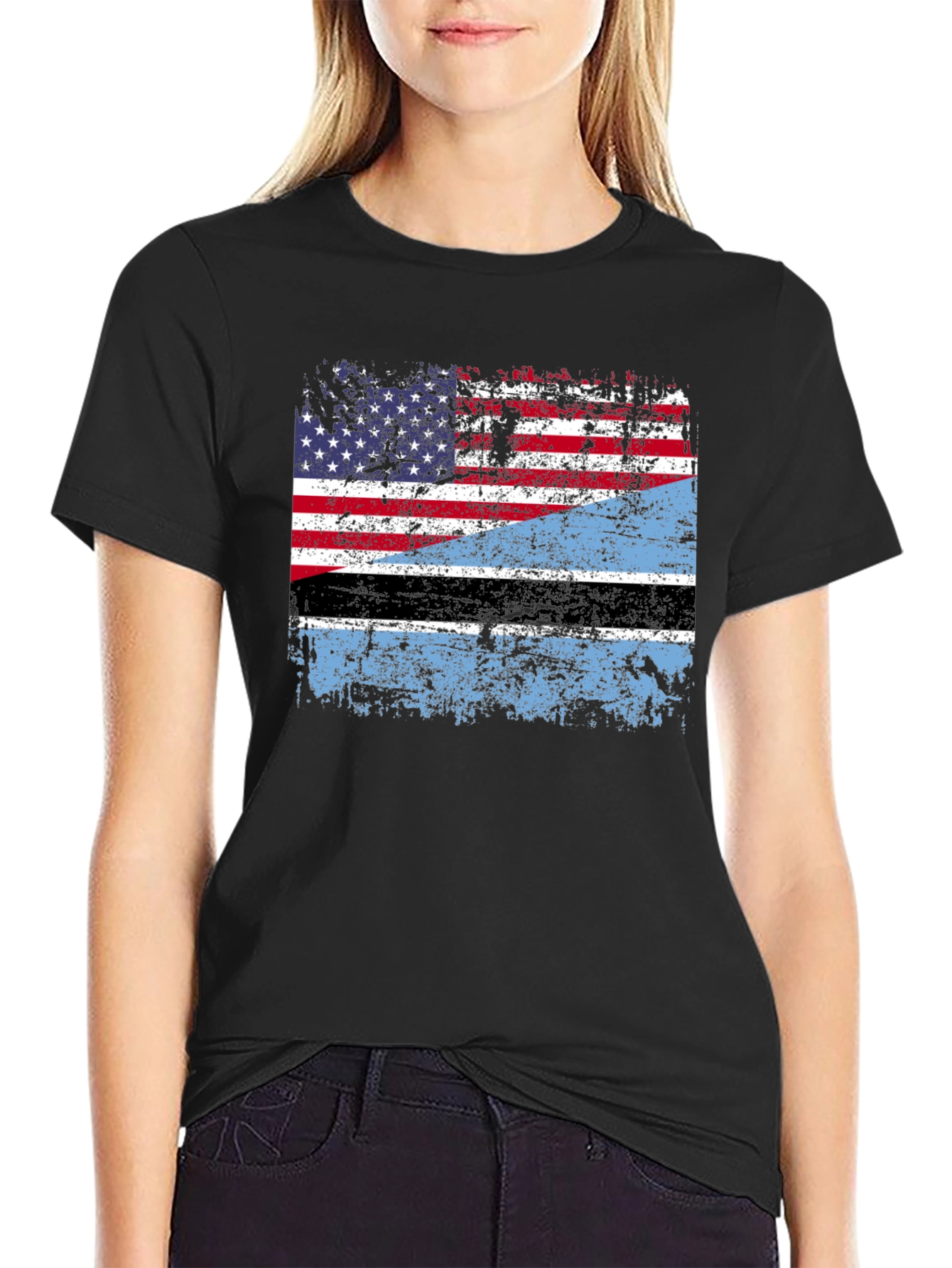 USA Botswana Flag Graphic Tee