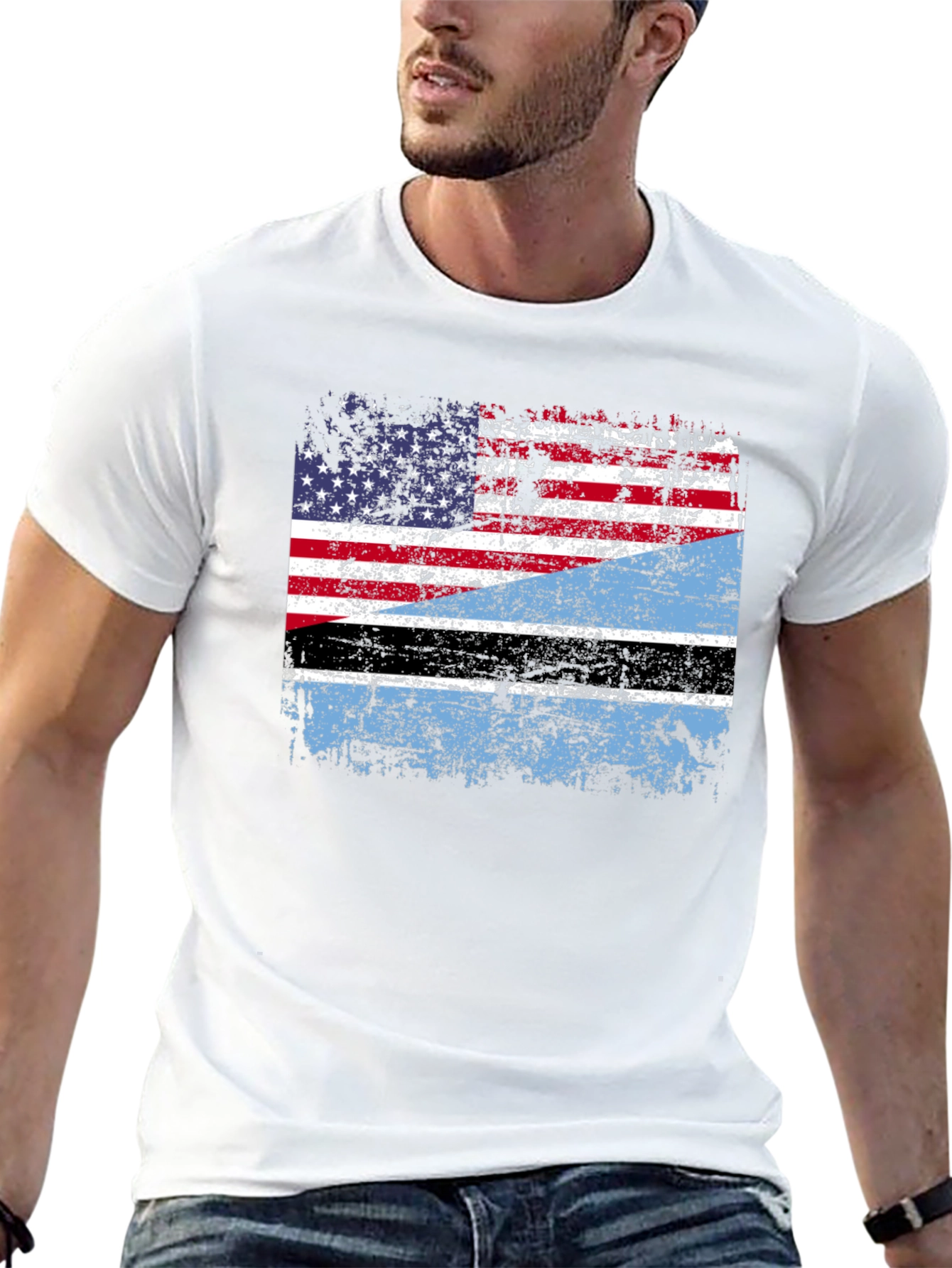USA Botswana Flag Graphic Tee