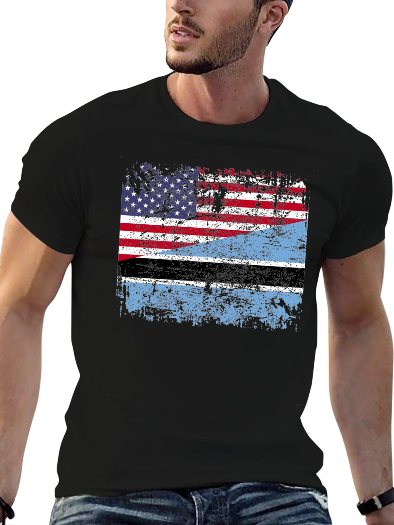 USA Botswana Flag Graphic Tee