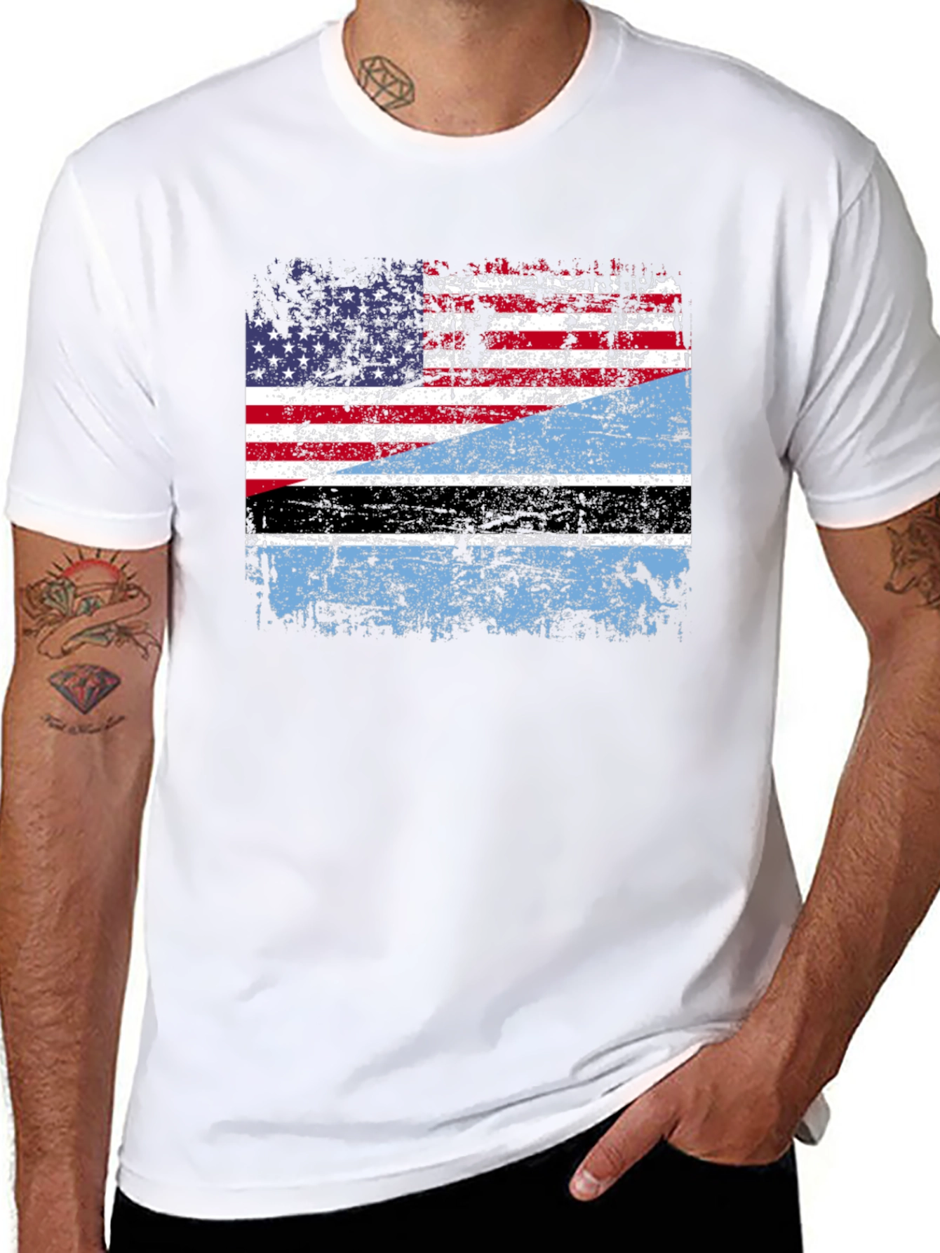 USA Botswana Flag Graphic Tee