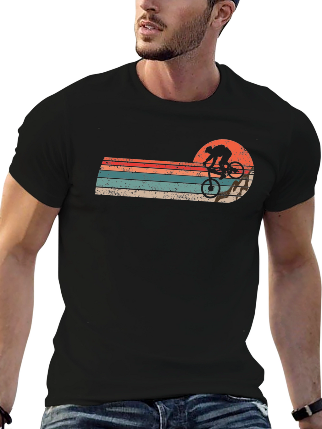 Retro Sunset Mountain Bike T-Shirt