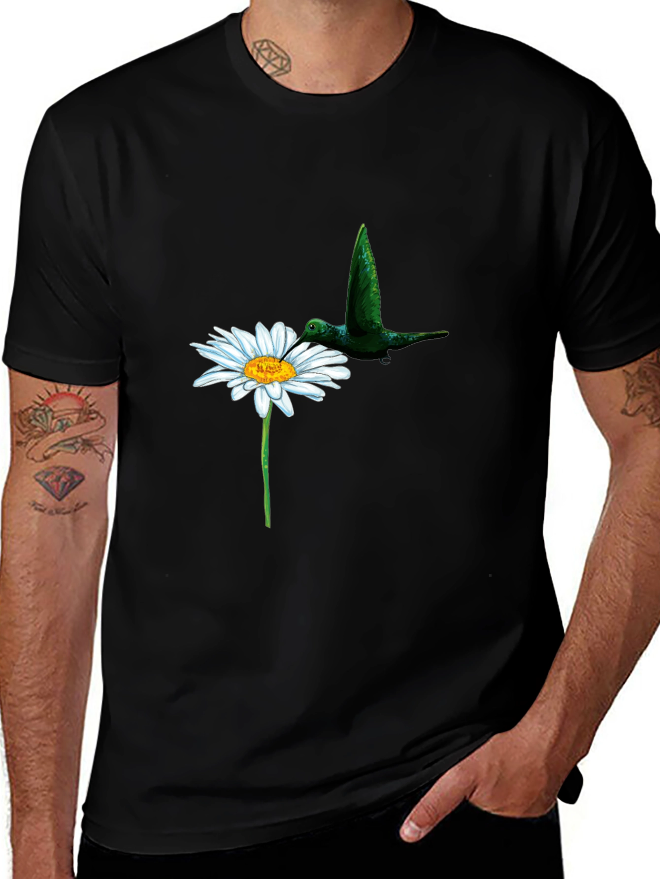 Daisy & Hummingbird Black T-Shirt