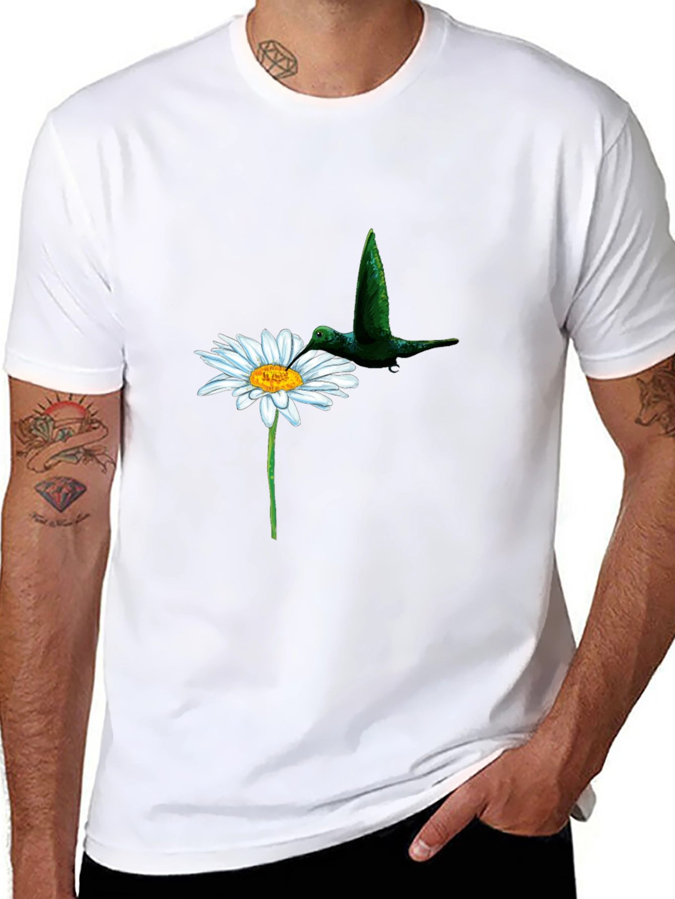 Daisy & Hummingbird Black T-Shirt