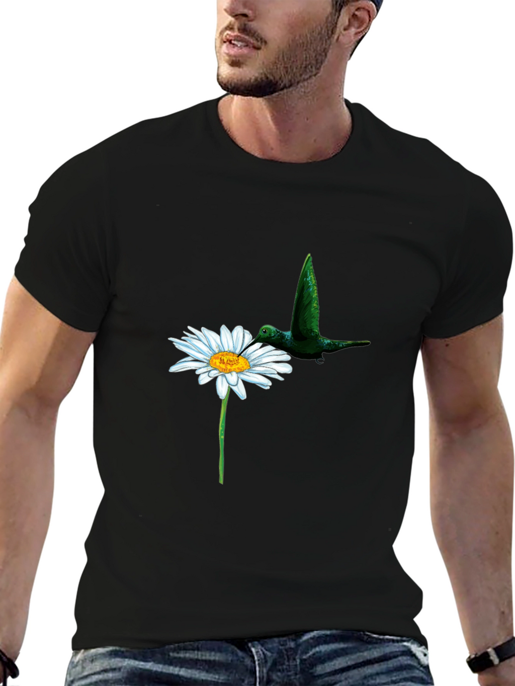 Daisy & Hummingbird Black T-Shirt