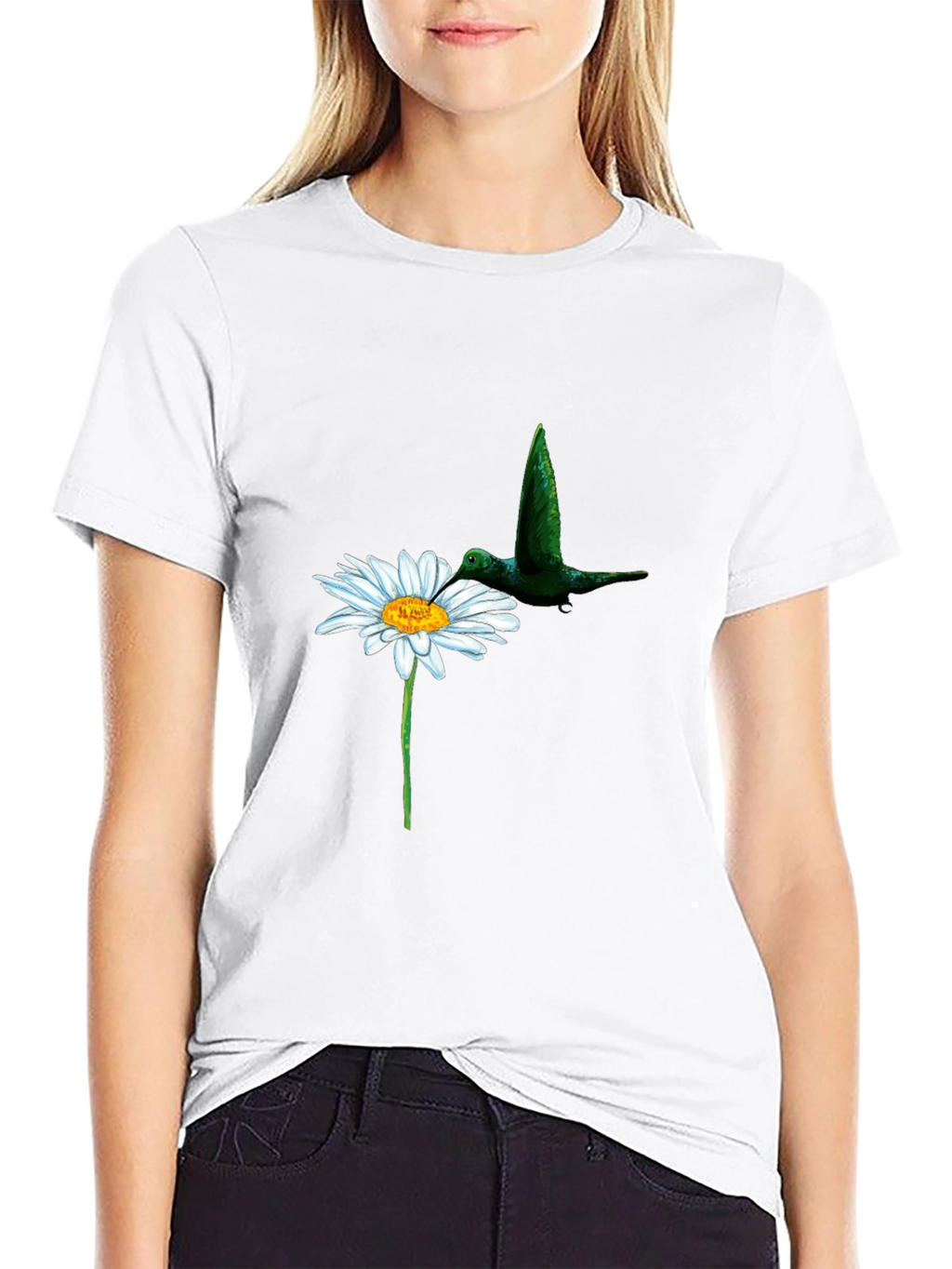 Daisy & Hummingbird Black T-Shirt