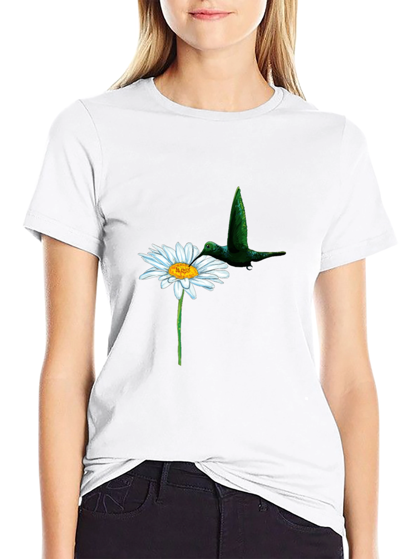Daisy & Hummingbird Black T-Shirt