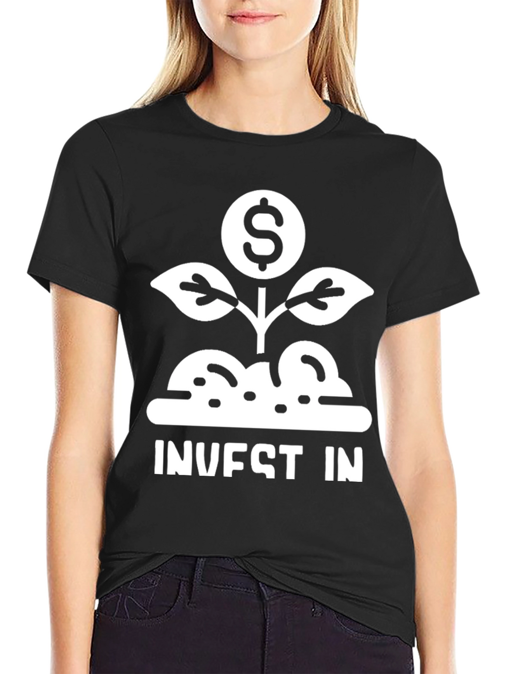 Invest In T-Shirt - Black Money Plant Design