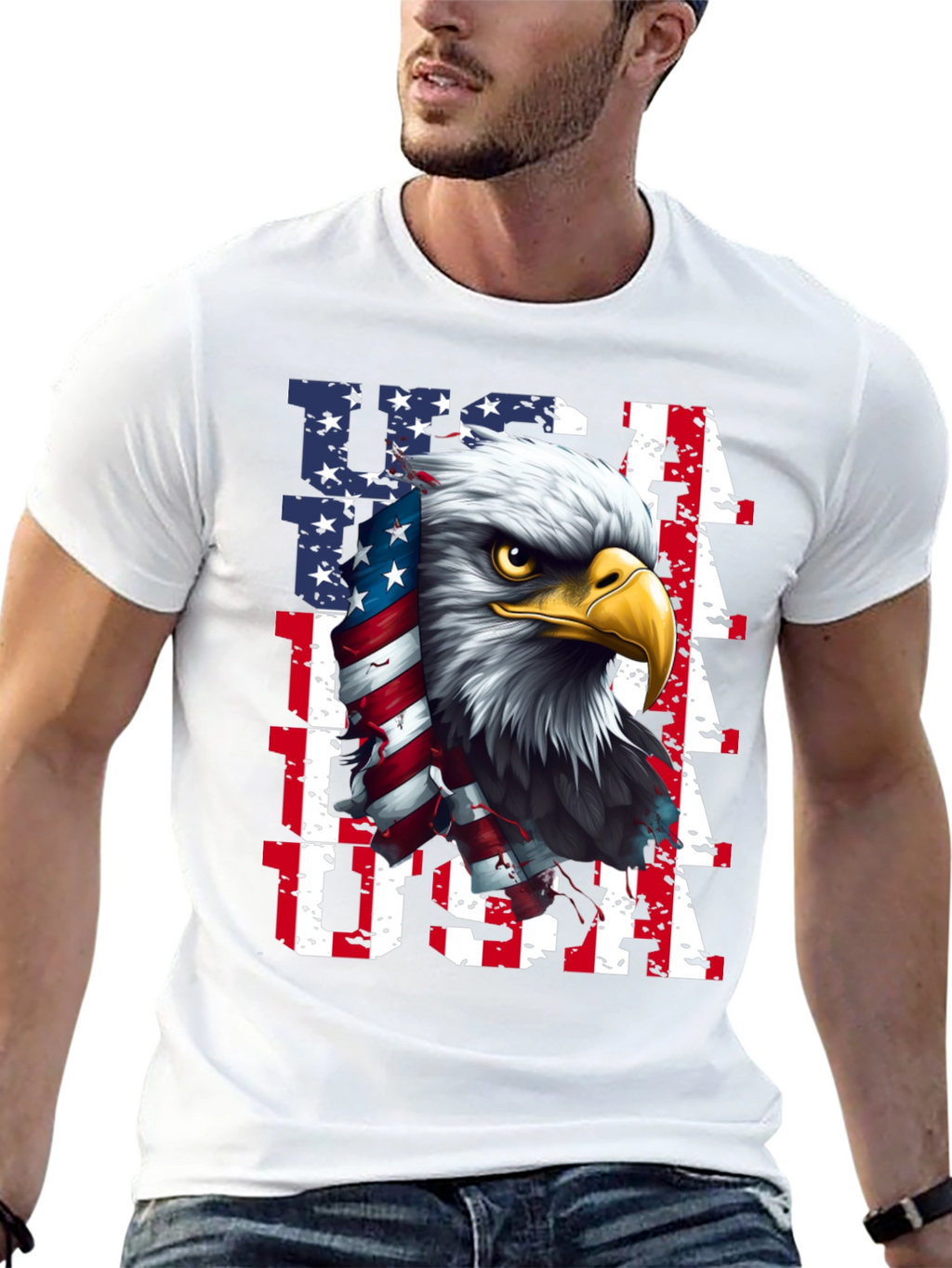 USA Eagle Graphic Tee - Patriotic Mens Shirt