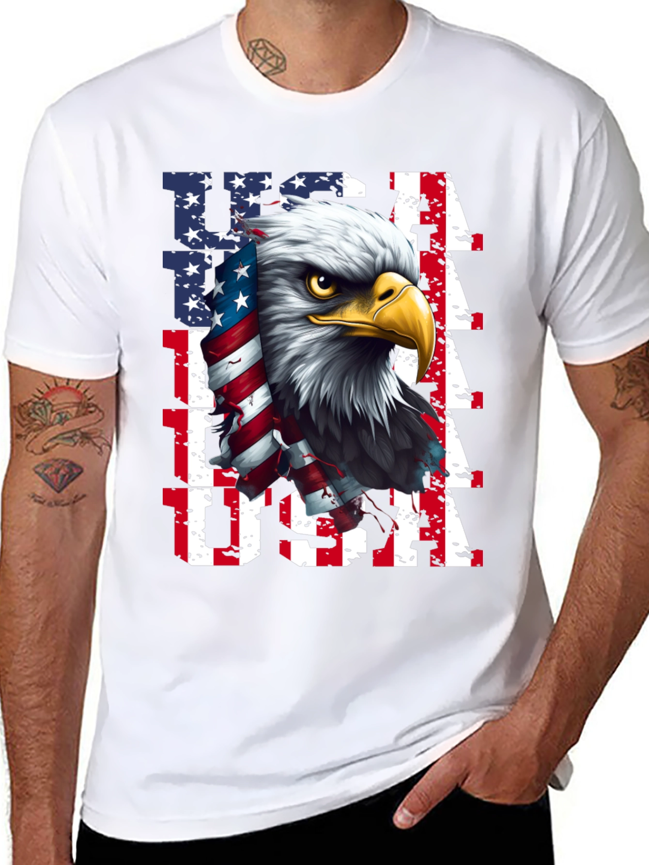 USA Eagle Graphic Tee - Patriotic Mens Shirt