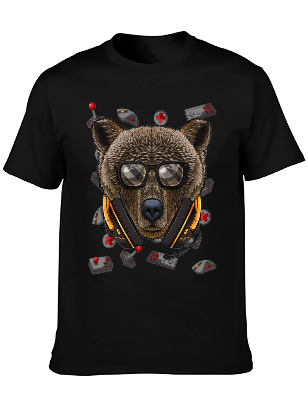 Gamer Bear Graphic Tee - Cool Cartoon Animal T-Shirt