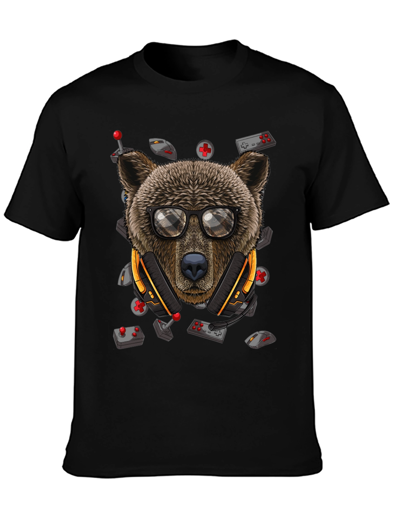 Gamer Bear Graphic Tee - Cool Cartoon Animal T-Shirt
