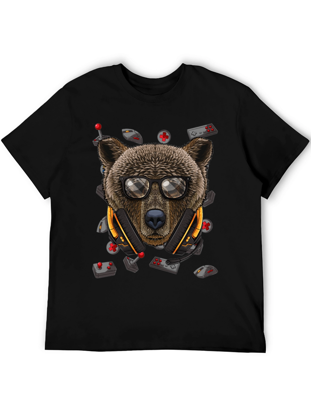 Gamer Bear Graphic Tee - Cool Cartoon Animal T-Shirt