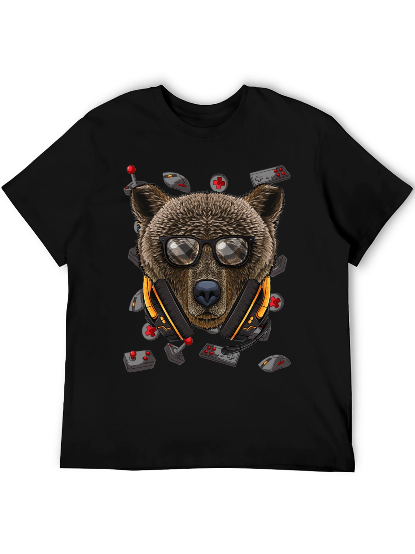 Gamer Bear Graphic Tee - Cool Cartoon Animal T-Shirt