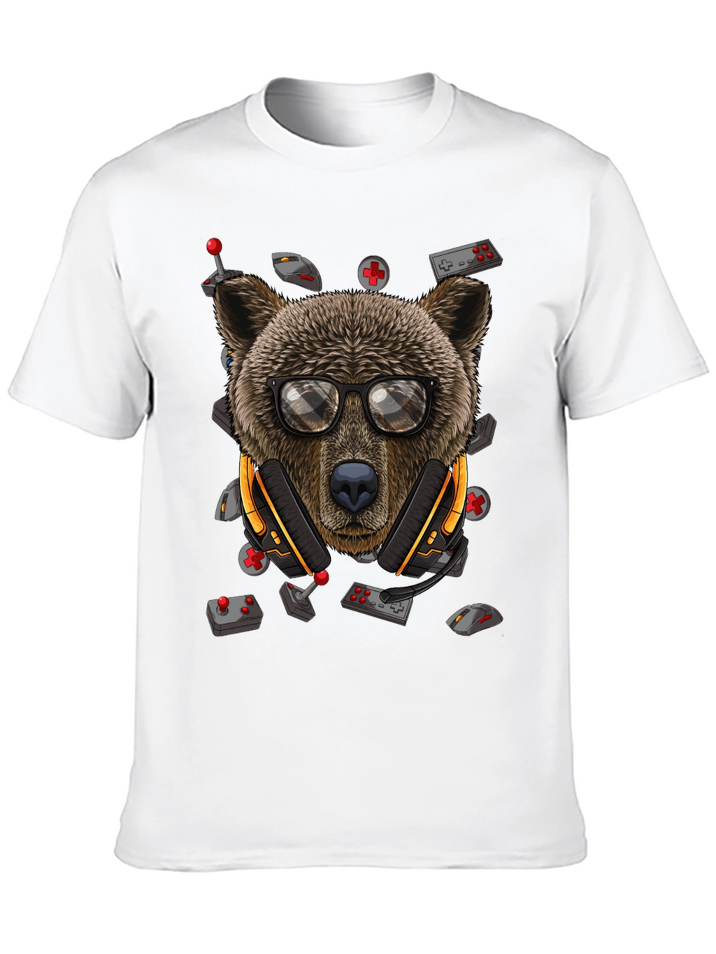 Gamer Bear Graphic Tee - Cool Cartoon Animal T-Shirt