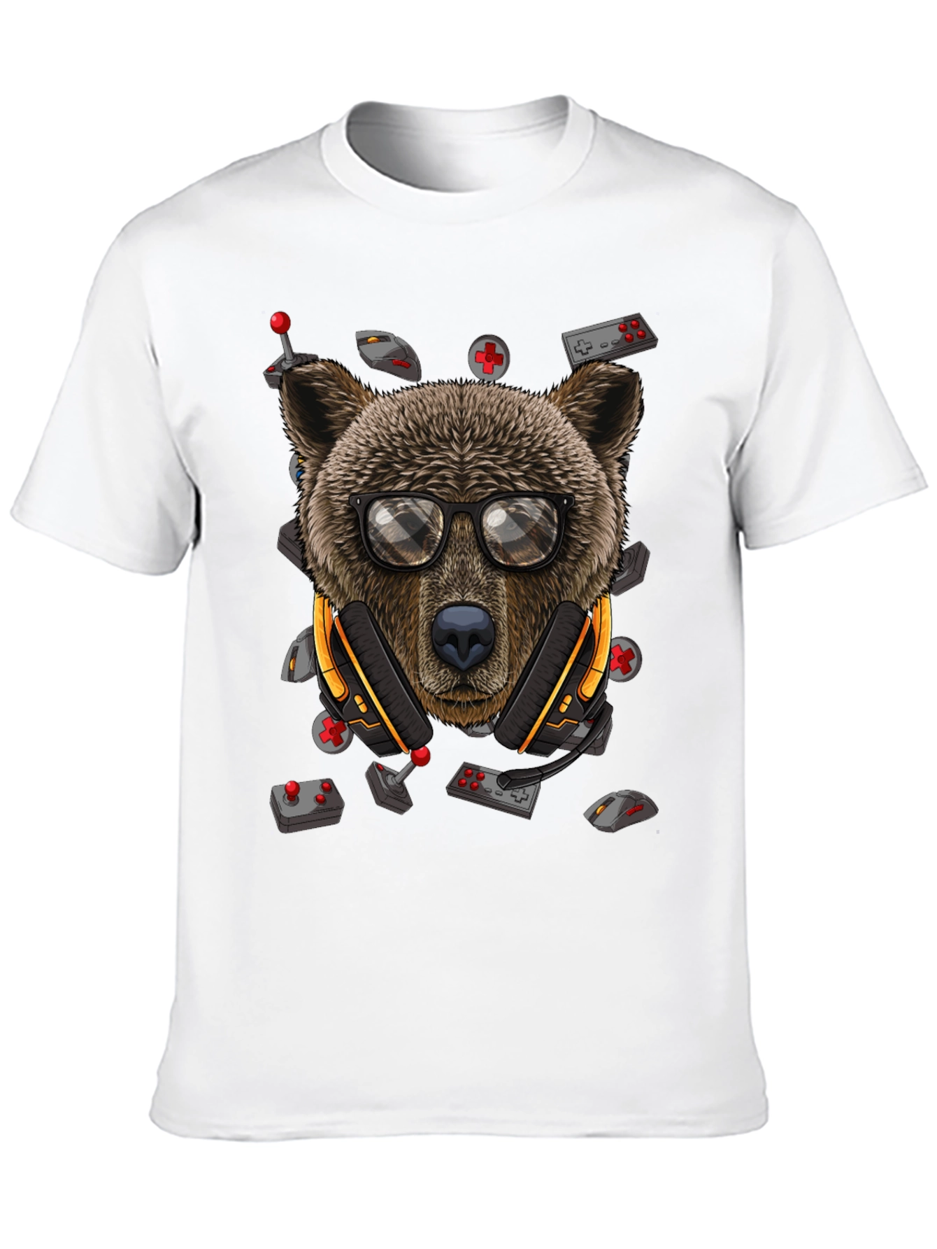 Gamer Bear Graphic Tee - Cool Cartoon Animal T-Shirt