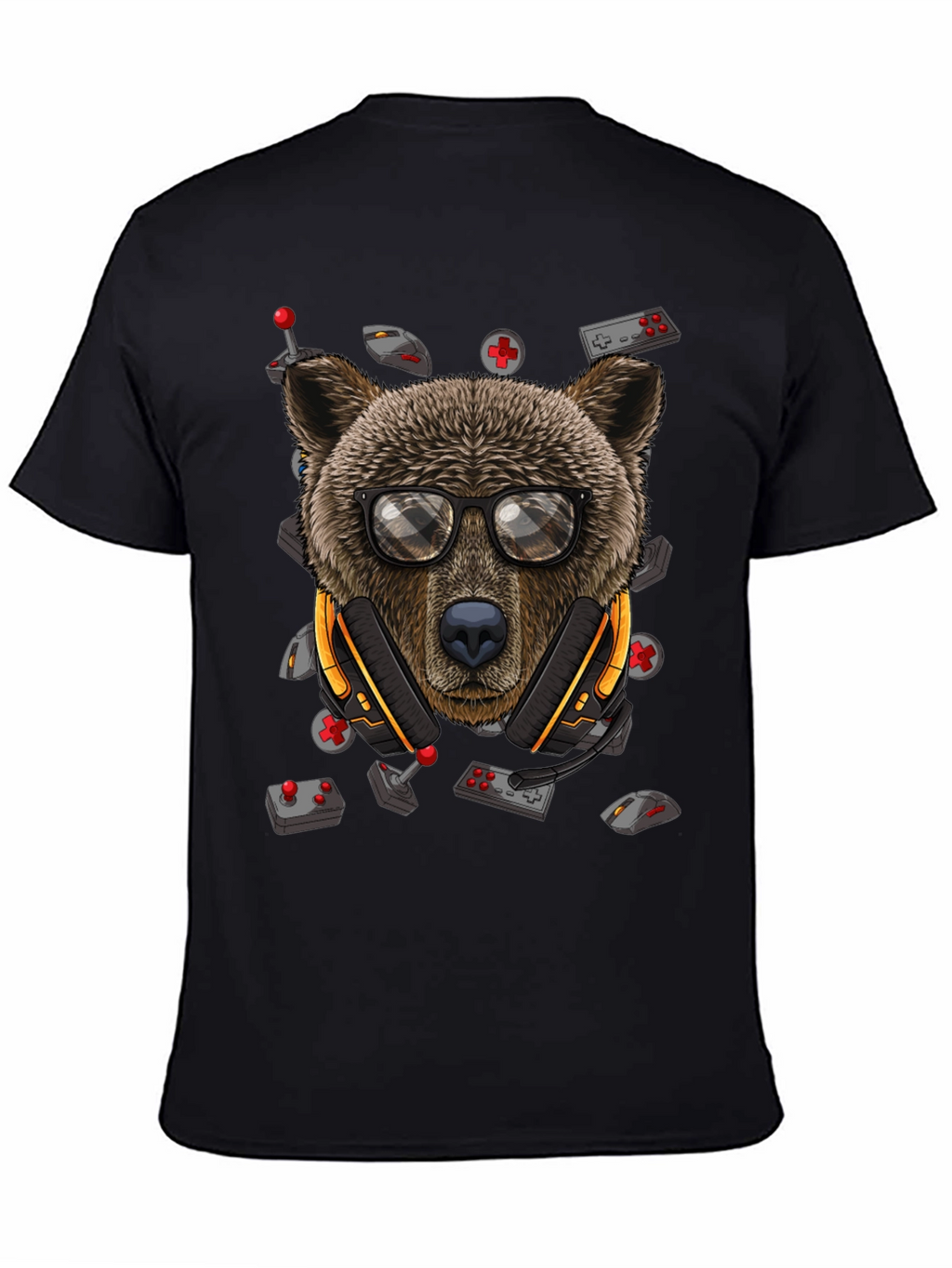 Gamer Bear Graphic Tee - Cool Cartoon Animal T-Shirt