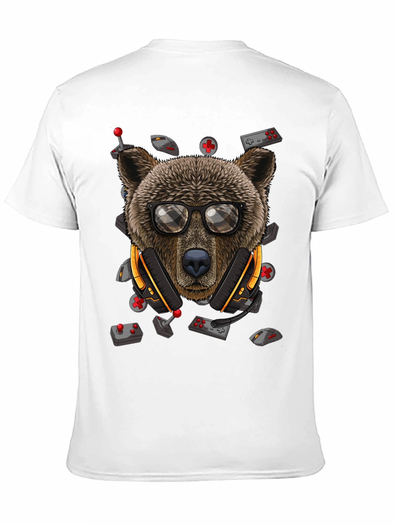 Gamer Bear Graphic Tee - Cool Cartoon Animal T-Shirt