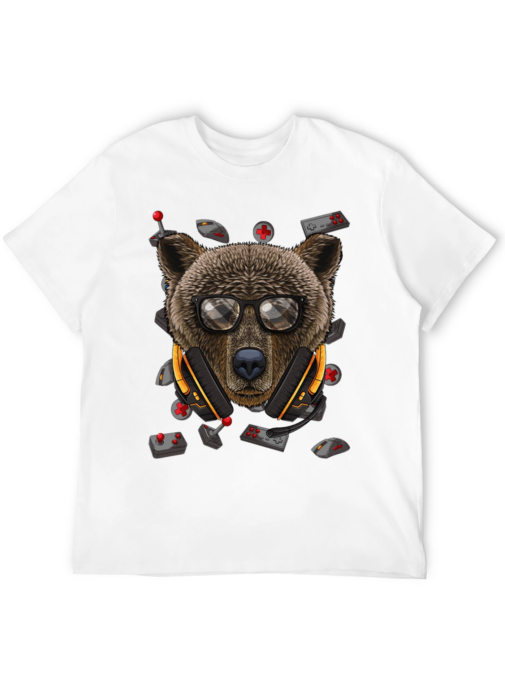 Gamer Bear Graphic Tee - Cool Cartoon Animal T-Shirt