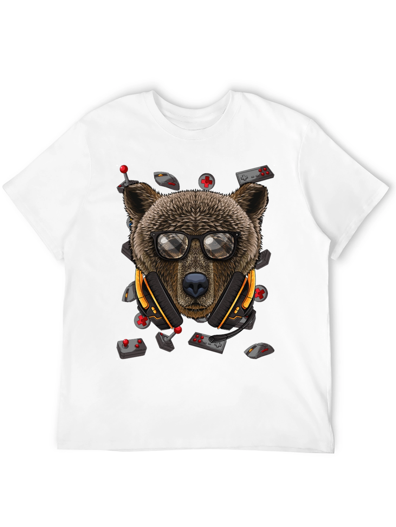 Gamer Bear Graphic Tee - Cool Cartoon Animal T-Shirt