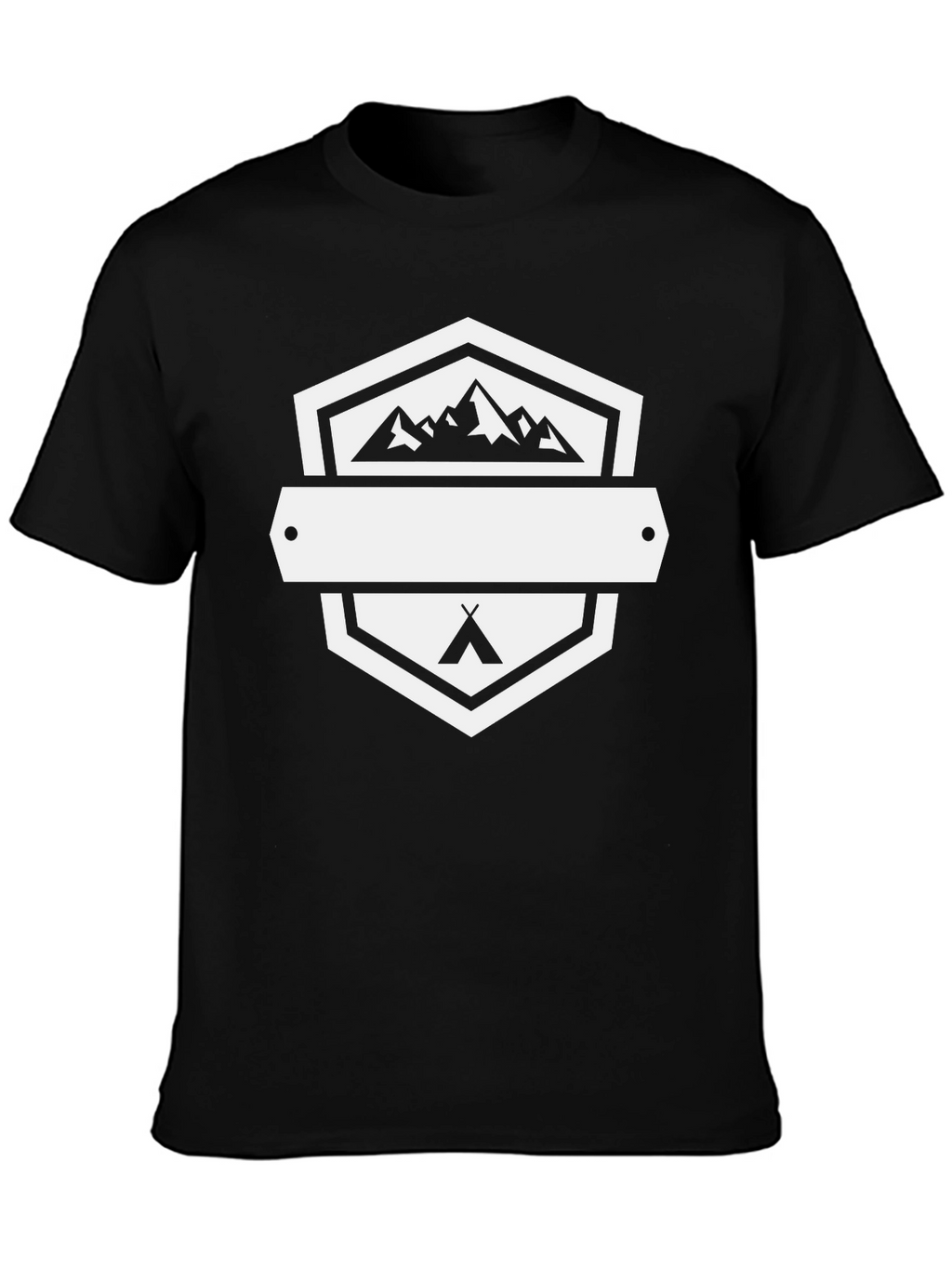 Outdoor Adventure Black T-Shirt - Mountains & Camping