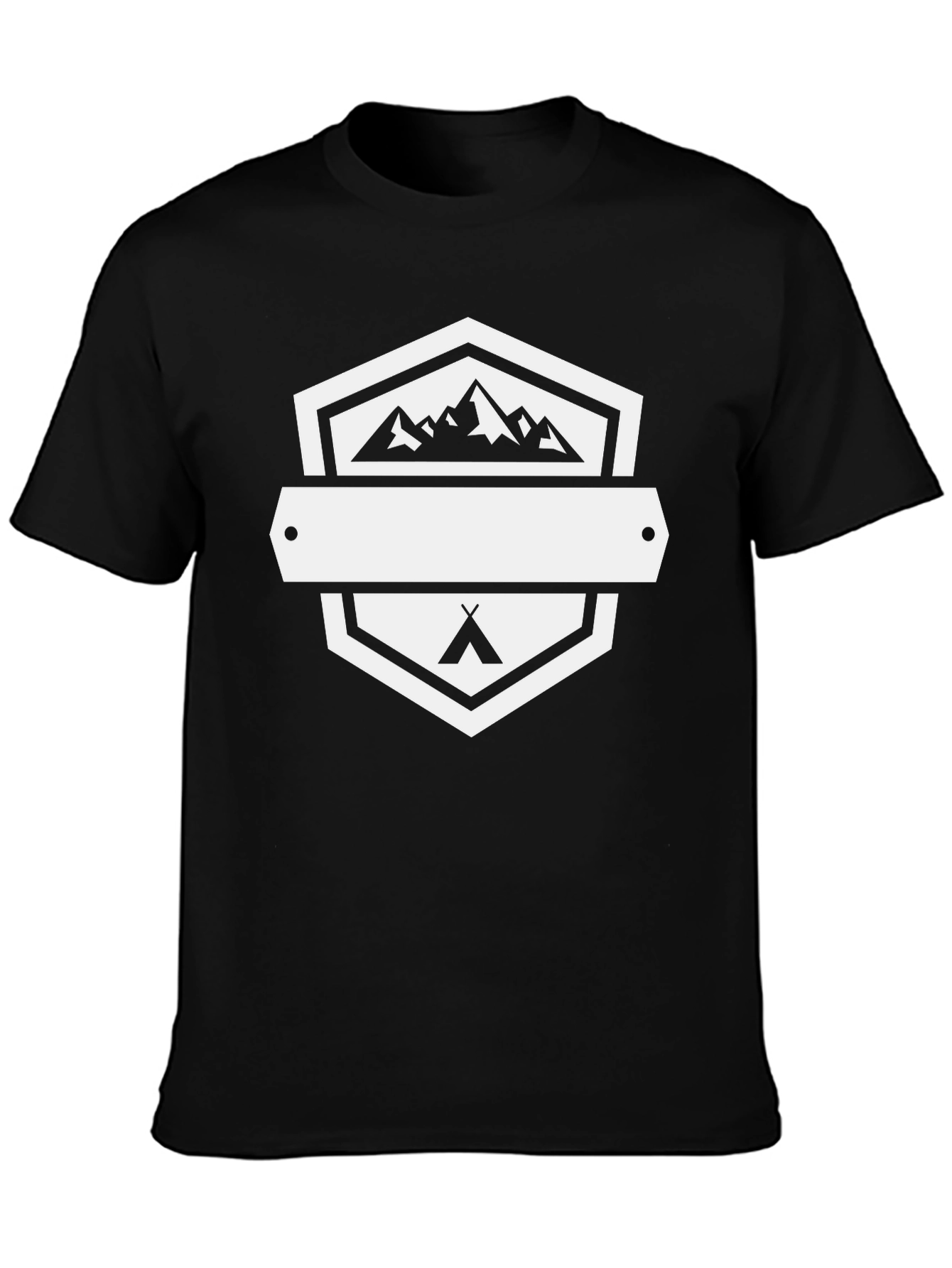 Outdoor Adventure Black T-Shirt - Mountains & Camping