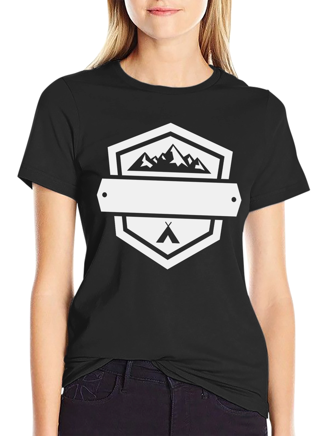 Outdoor Adventure Black T-Shirt - Mountains & Camping