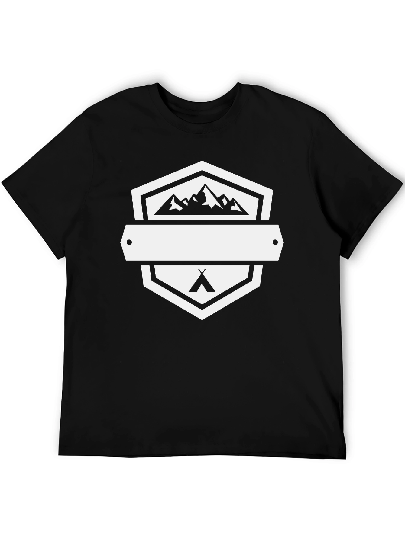 Outdoor Adventure Black T-Shirt - Mountains & Camping