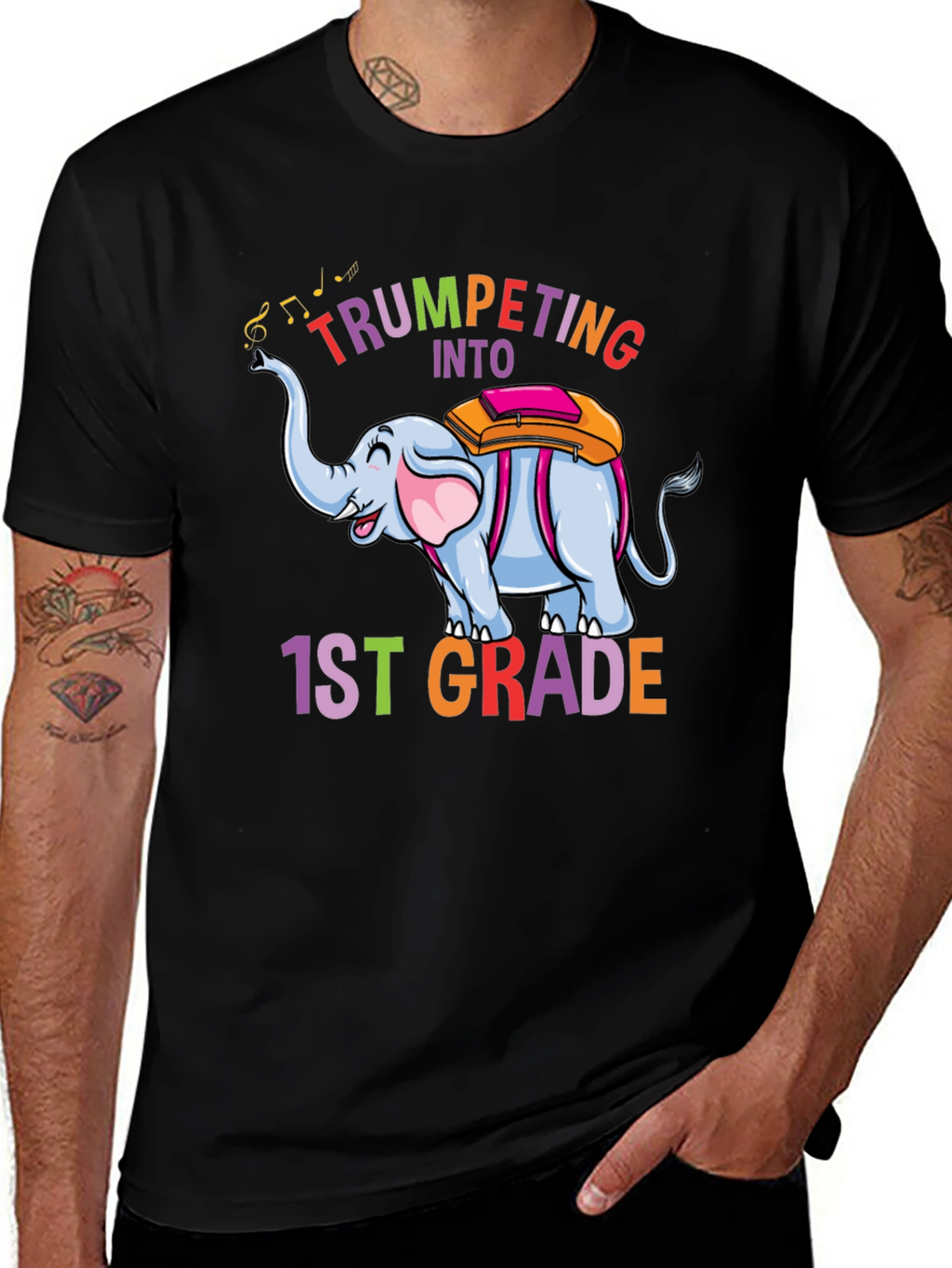 Trumpeting Into 1st Grade Black T-Shirt