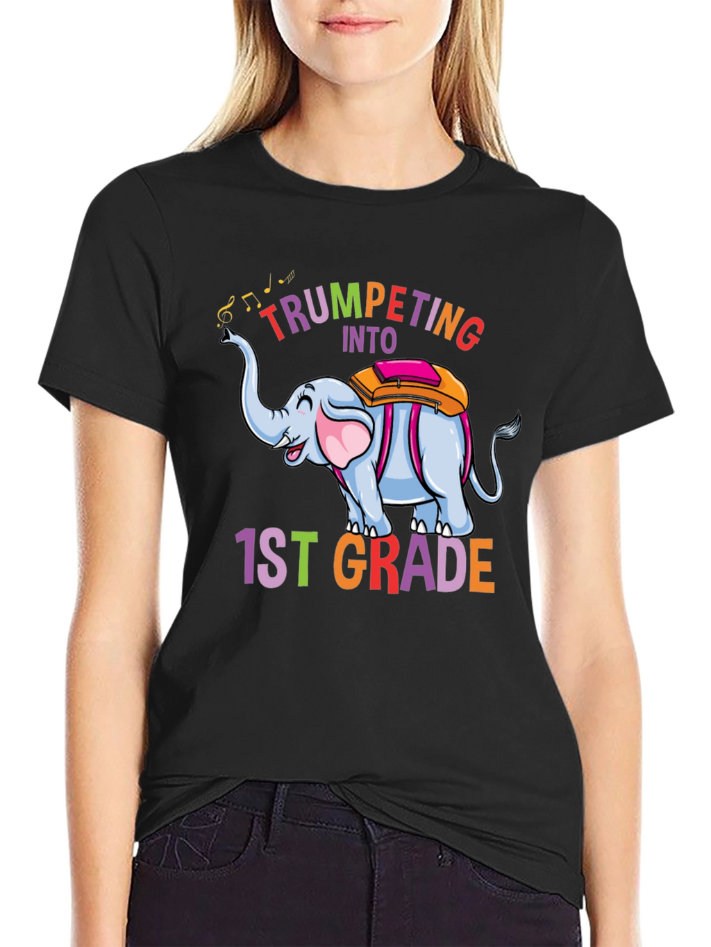 Trumpeting Into 1st Grade Black T-Shirt