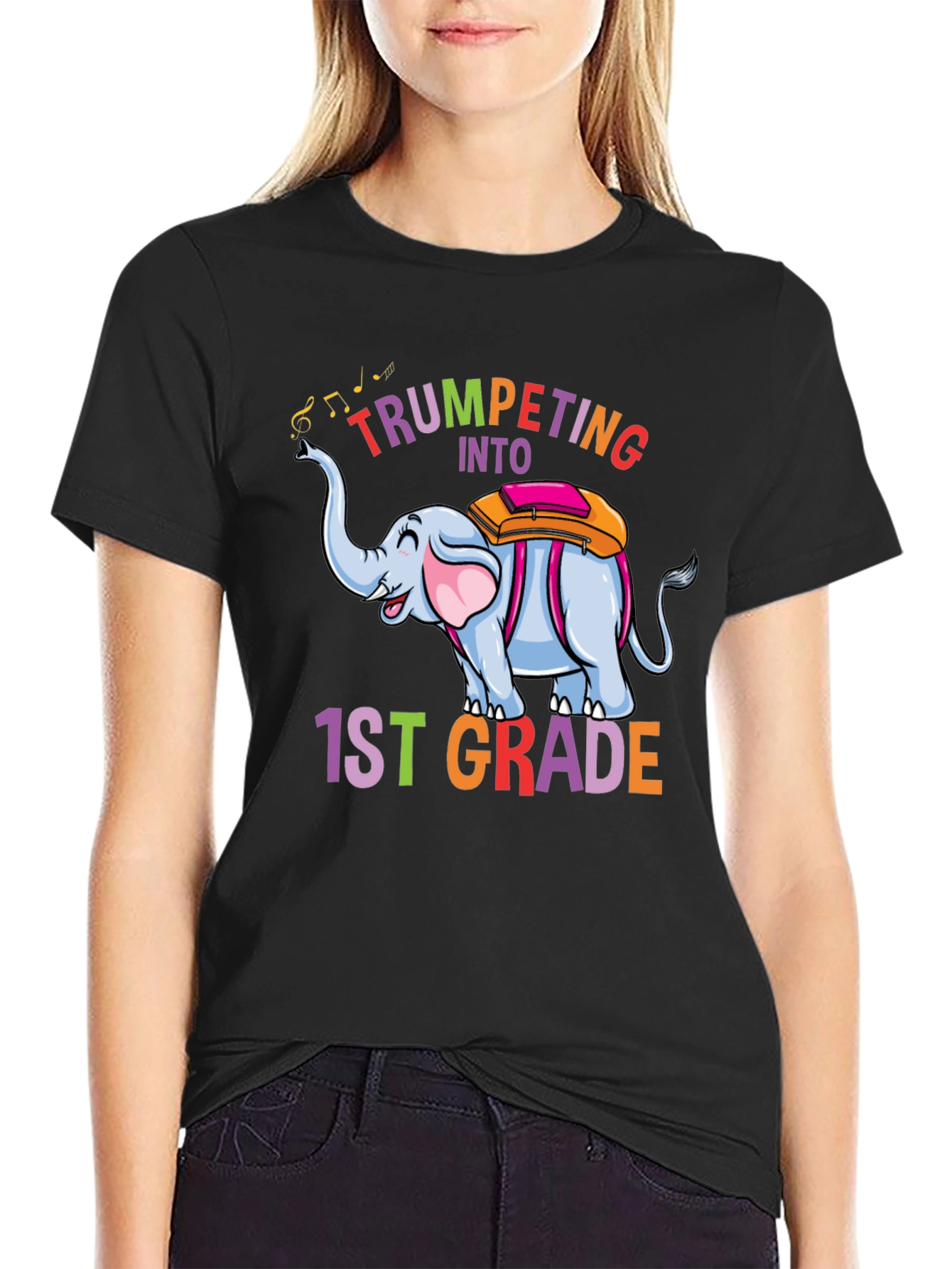 Trumpeting Into 1st Grade Black T-Shirt