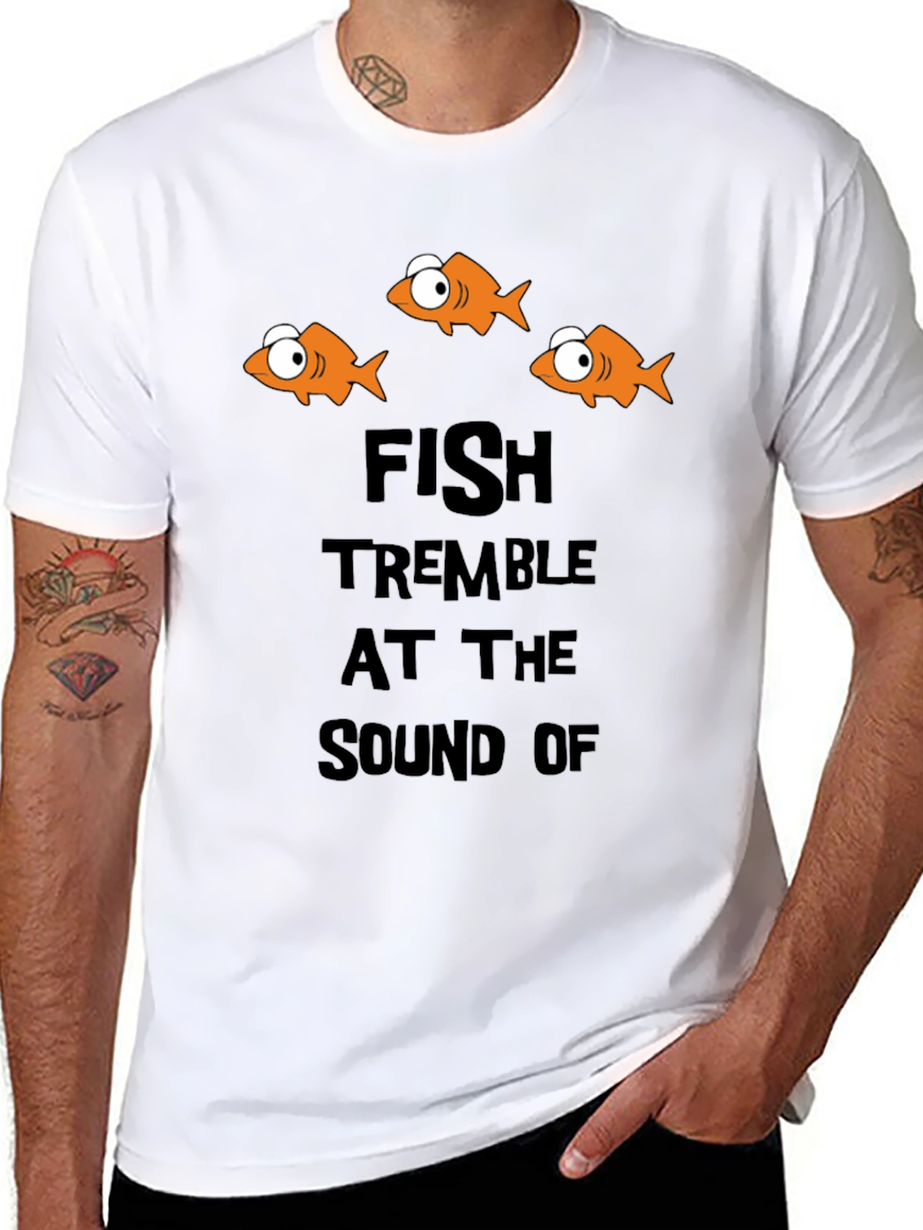 Fish Tremble Graphic Black T-Shirt