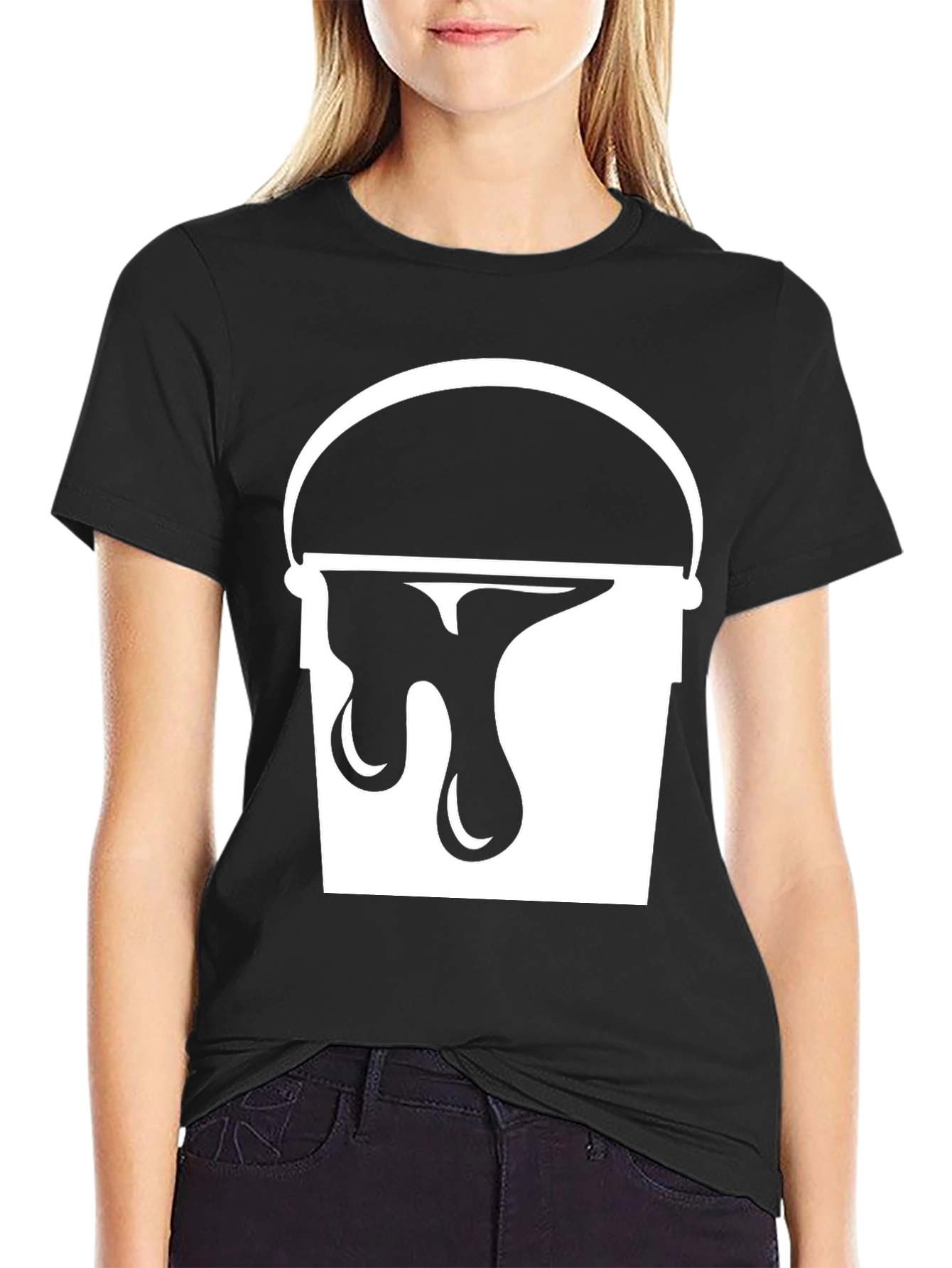 Paint Bucket Drip Graphic Tee - Trendy Black T-Shirt