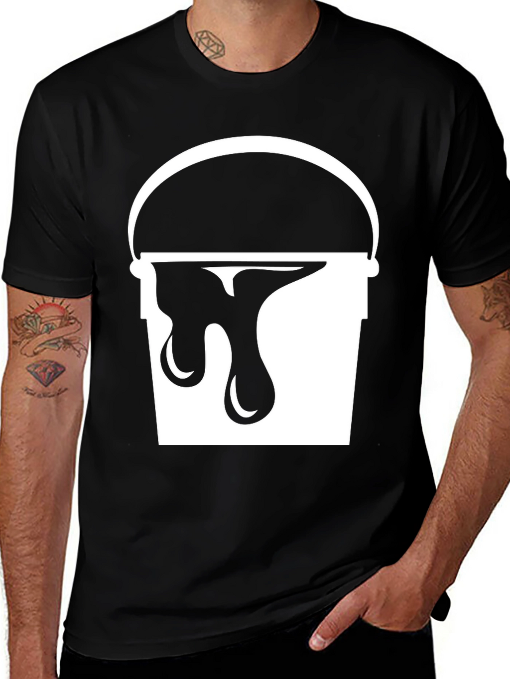 Paint Bucket Drip Graphic Tee - Trendy Black T-Shirt