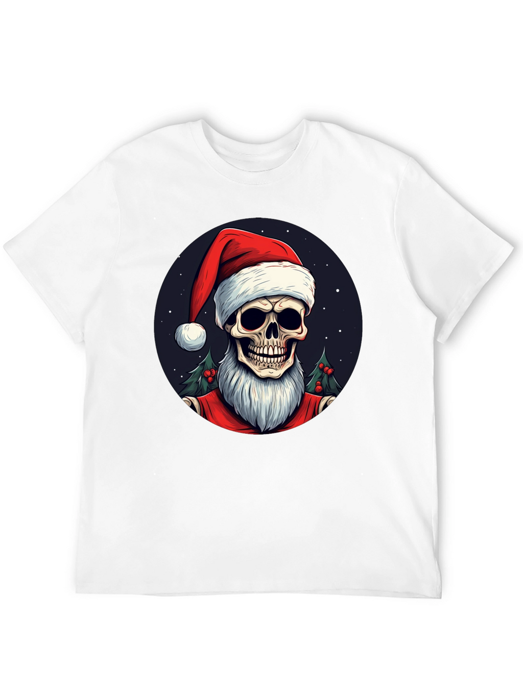 Skull Santa Graphic Tee - Holiday Humor