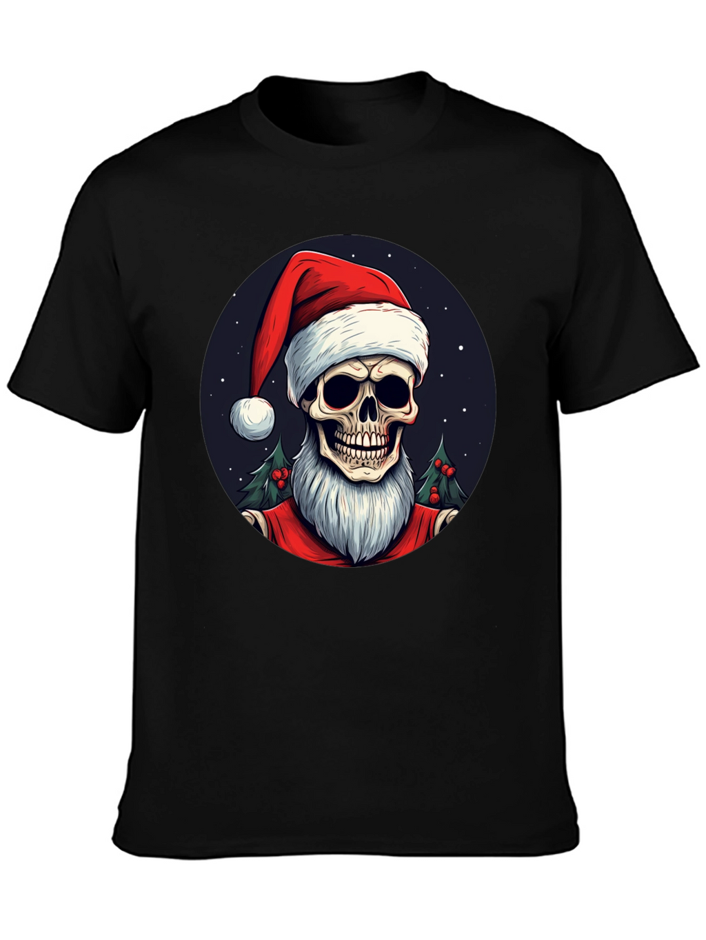 Skull Santa Graphic Tee - Holiday Humor