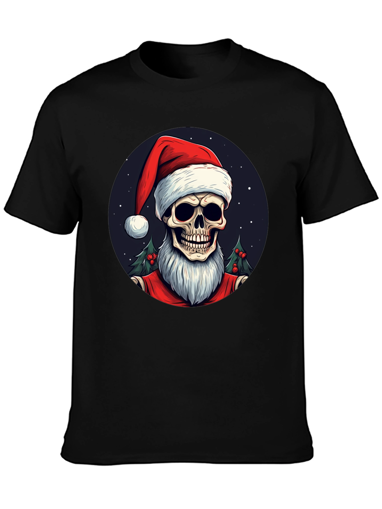 Skull Santa Graphic Tee - Holiday Humor