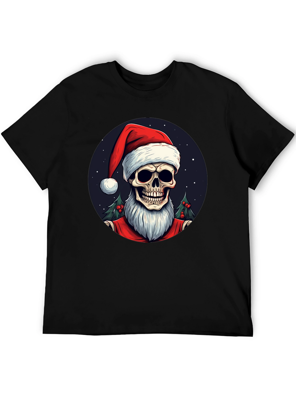 Skull Santa Graphic Tee - Holiday Humor