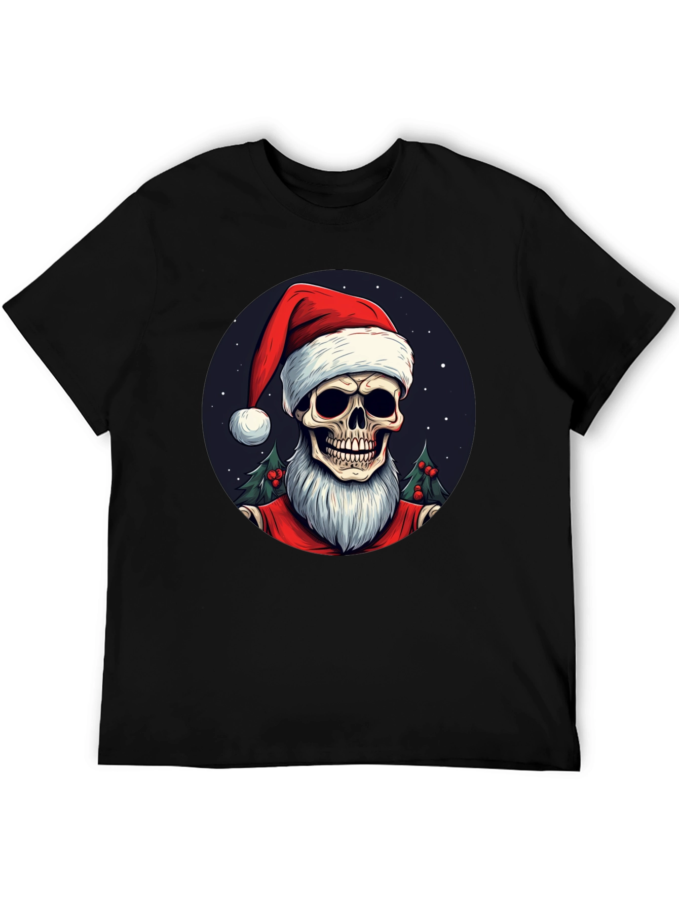 Skull Santa Graphic Tee - Holiday Humor