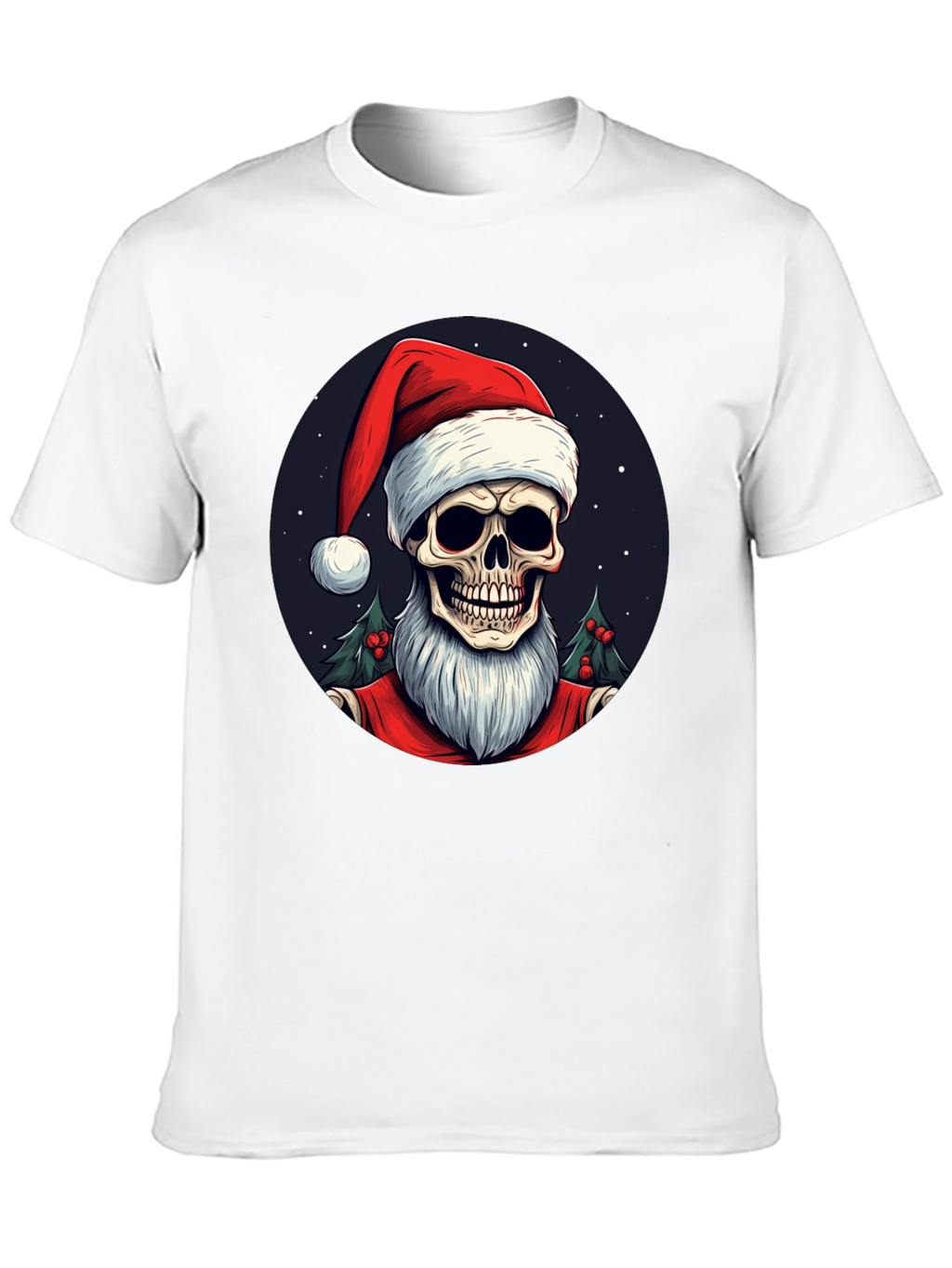Skull Santa Graphic Tee - Holiday Humor