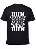 Burger Ingredients Graphic T-Shirt - Bun Lettuce Tomato Ketchup