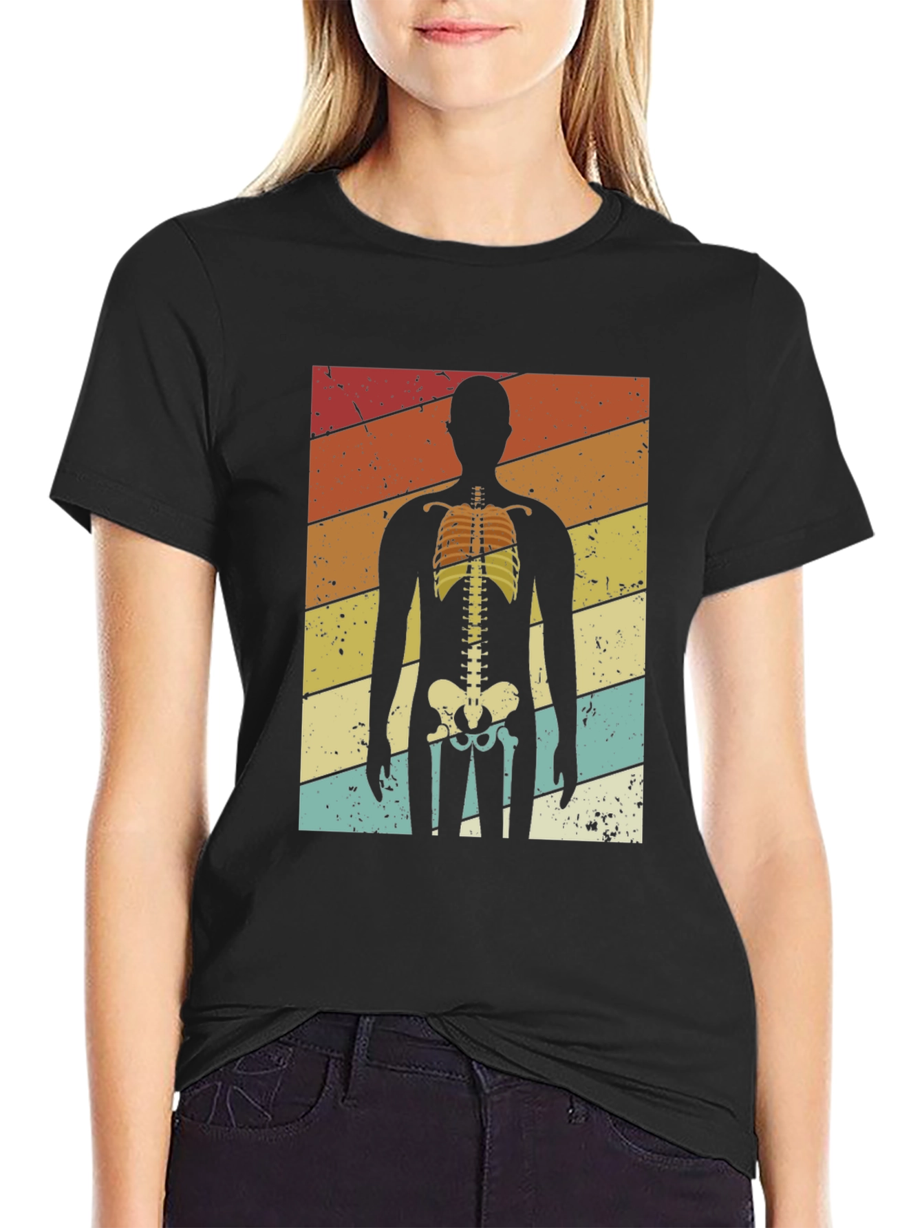 Retro Skeleton Graphic Tee - Vintage Ribcage T-Shirt