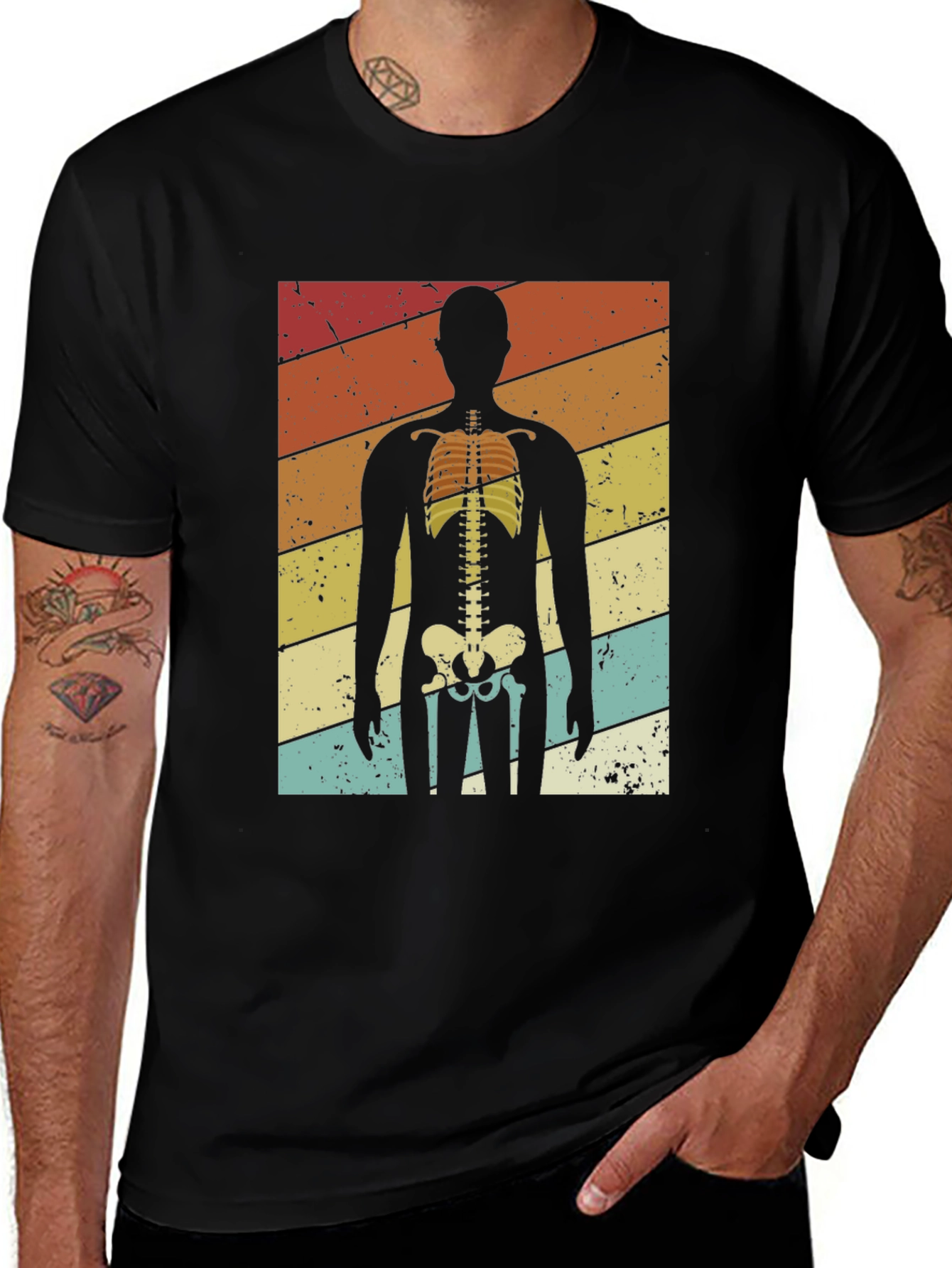 Retro Skeleton Graphic Tee - Vintage Ribcage T-Shirt
