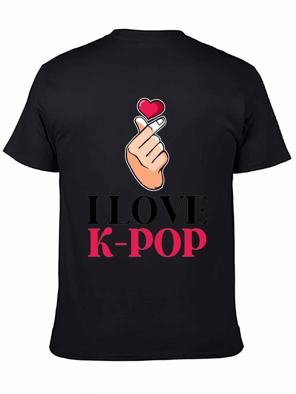 I Love K-Pop Heart Hand Sign Black T-Shirt