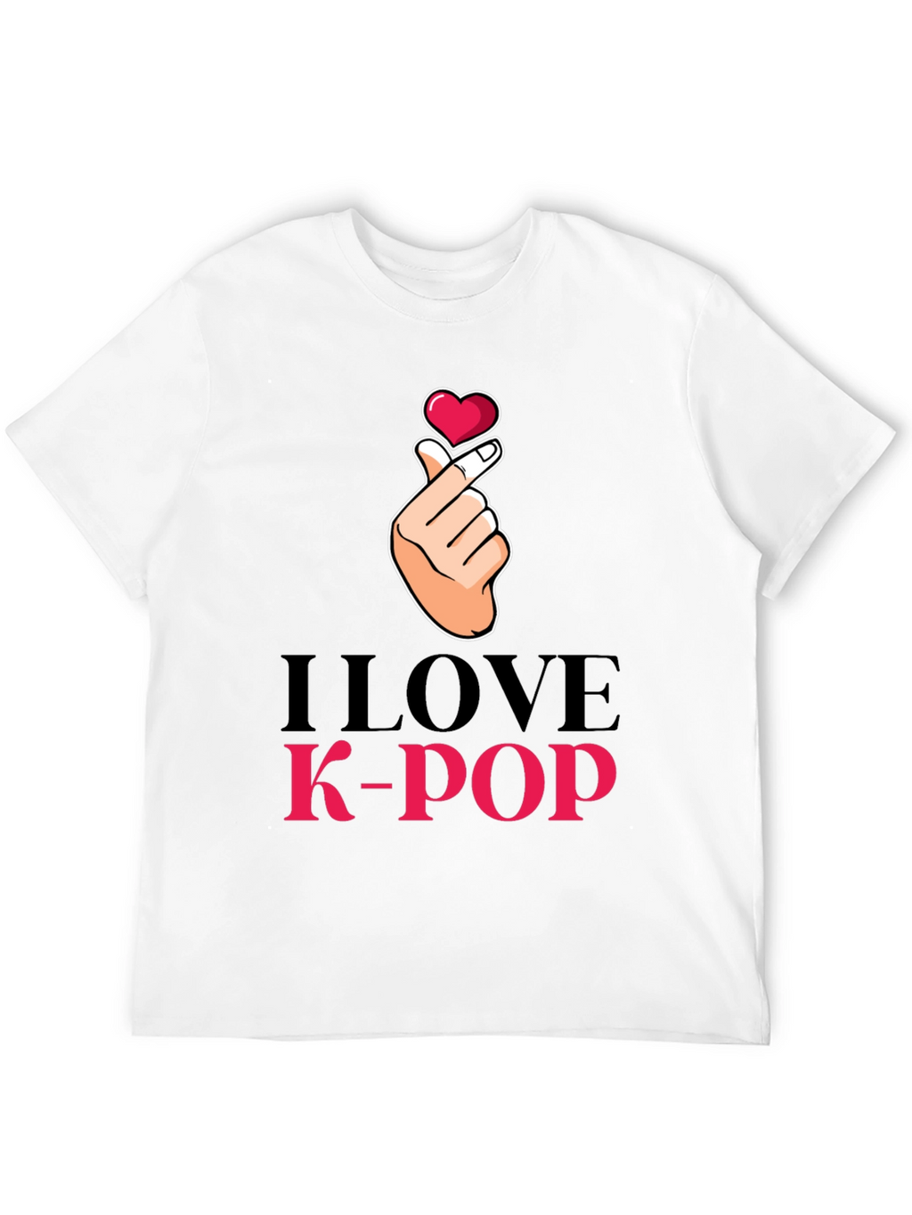 I Love K-Pop Heart Hand Sign Black T-Shirt